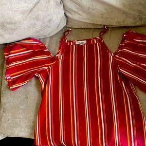 Off the shoulder tank top shirt.